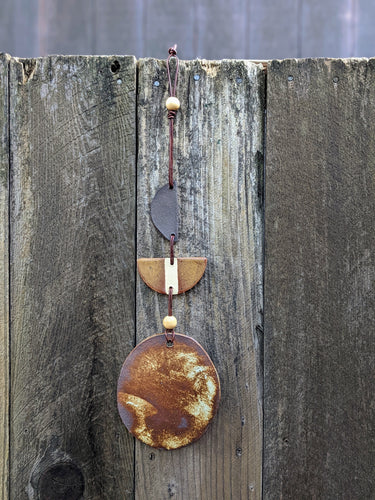 Striped Half Circle Ceramic Wall Hanging