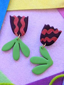 Springtime Leafy Flower Earrings ~ Small Batch + One of a Kind Earrings