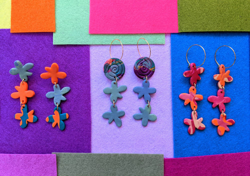 Springtime Wonky Little Flower Earrings ~ Small Batch + One of a Kind Earrings