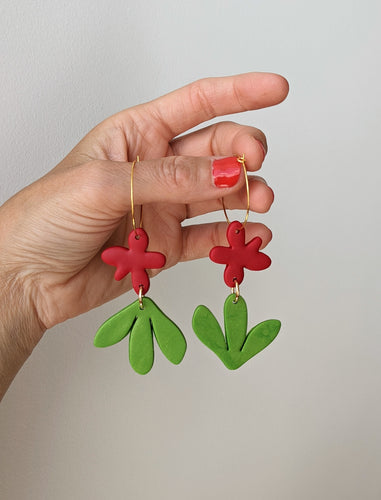 Wonky Leafy Flower Earrings
