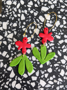Wonky Leafy Flower Earrings