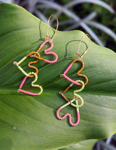 Mini Beaded Heart Trio Dangle Earrings