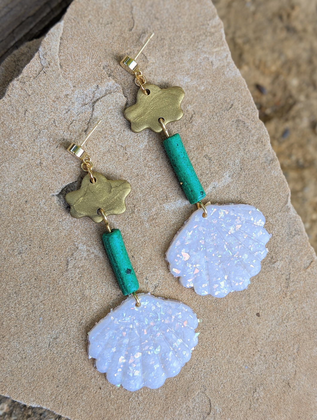 Endless Summer Collection: Iridescent  Sea Shell Earrings