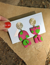 Load image into Gallery viewer, Tickled Pink + Green Collection: Spiraled Shapes Earrings