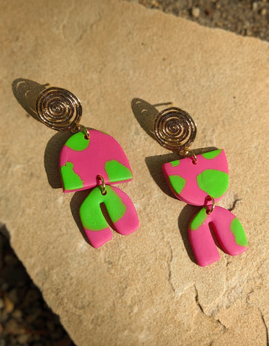 Tickled Pink + Green Collection: Spiraled Shapes Earrings