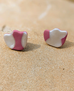 Shimmery Pink Blob Stud Earrings
