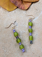 Load image into Gallery viewer, Chartreuse + Lilac Strand Earrings