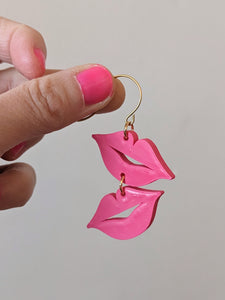 NEW 3D-printed ~ Lucious Lips Dangles ~ DOUBLE ~ Small Batch Earrings