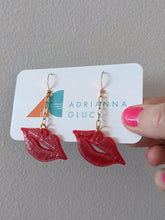 Load image into Gallery viewer, NEW 3D-printed ~ Lucious Lips Dangles ~ w/ chain ~ Small Batch Earrings