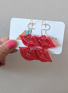 NEW 3D-printed ~ Lucious Lips Dangles ~ DOUBLE ~ Small Batch Earrings