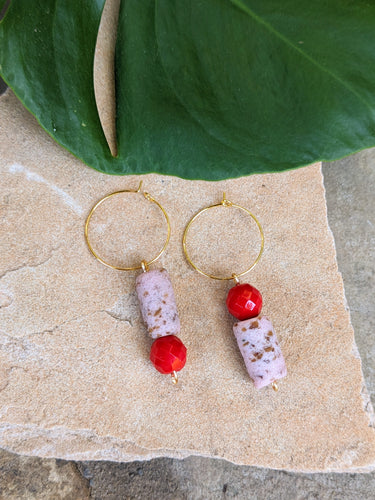 Pink Speckled Dangle Earrings ~ Small Batch