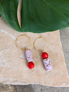 Pink Speckled Dangle Earrings ~ Small Batch