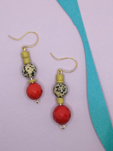 Red, White + Yellow: Dalmatian Jasper Collection ~ Small Batch Earrings