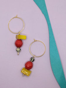 Red, White + Yellow: Dalmatian Jasper Collection ~ Small Batch Earrings