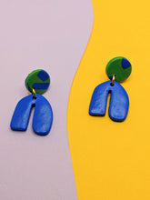 Load image into Gallery viewer, Experimental Batch ~ Blues + Green ~ Polymer Earrings