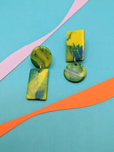 Load image into Gallery viewer, Blue + Yellow Polymer Earrings