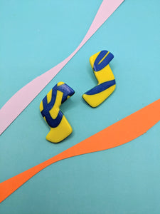 Blue + Yellow Polymer Earrings