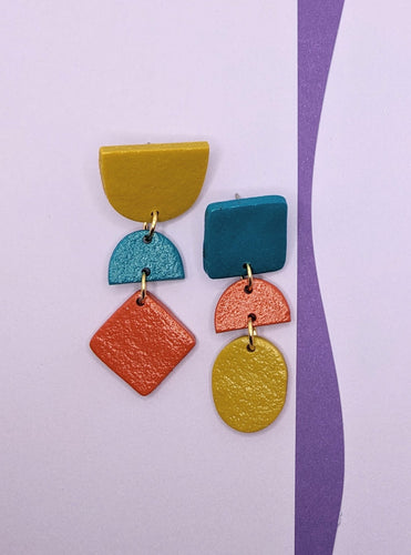 Geometric Shaped Polymer Dangles ~ Small Batch Earrings