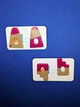Load image into Gallery viewer, Tan + Pink Polymer Studs ~ Small Batch Earrings