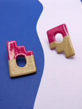 Load image into Gallery viewer, Tan + Pink Polymer Studs ~ Small Batch Earrings