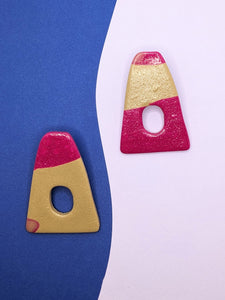 Tan + Pink Polymer Studs ~ Small Batch Earrings