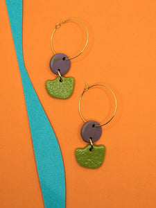 Lilac + Chartreuse Hoop Earrings