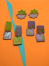 Load image into Gallery viewer, Lilac + Chartreuse Double Dangle Earrings