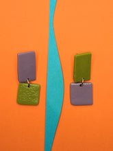 Load image into Gallery viewer, Lilac + Chartreuse Double Dangle Earrings