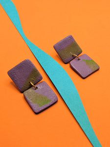 Lilac + Chartreuse Double Dangle Earrings