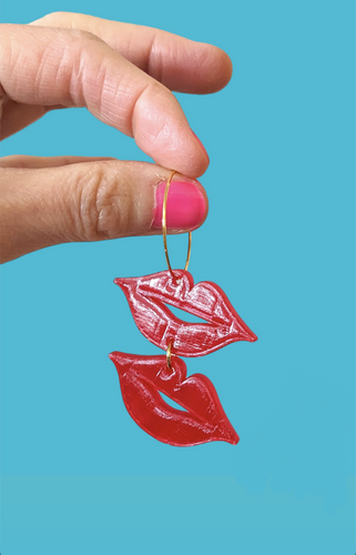 NEW 3D-printed ~ Lucious Lips Dangles ~ DOUBLE ~ Small Batch Earrings