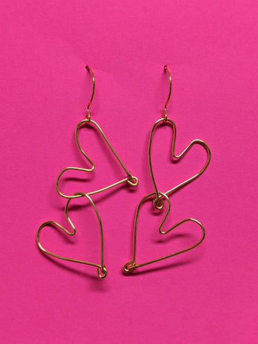 Double Heart Wire Earrings (big)