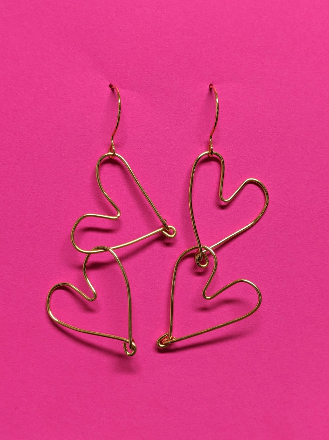 Double Heart Wire Earrings (big)