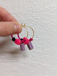 Shades of Pink Heart Hoops