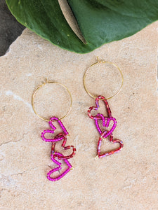 Mini Beaded Pink Hearts ~ Small Batch Earrings