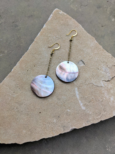 Mother of Pearl Disc Earrings