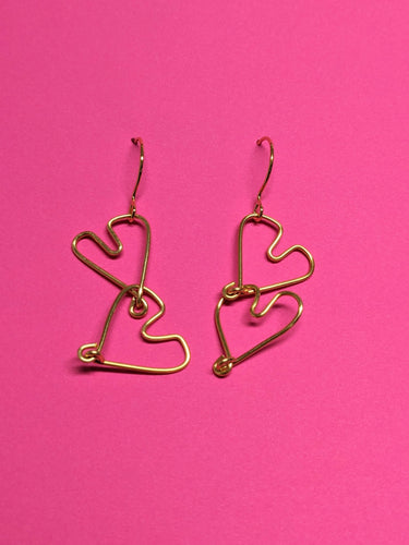 Double Heart Wire Earrings (small)