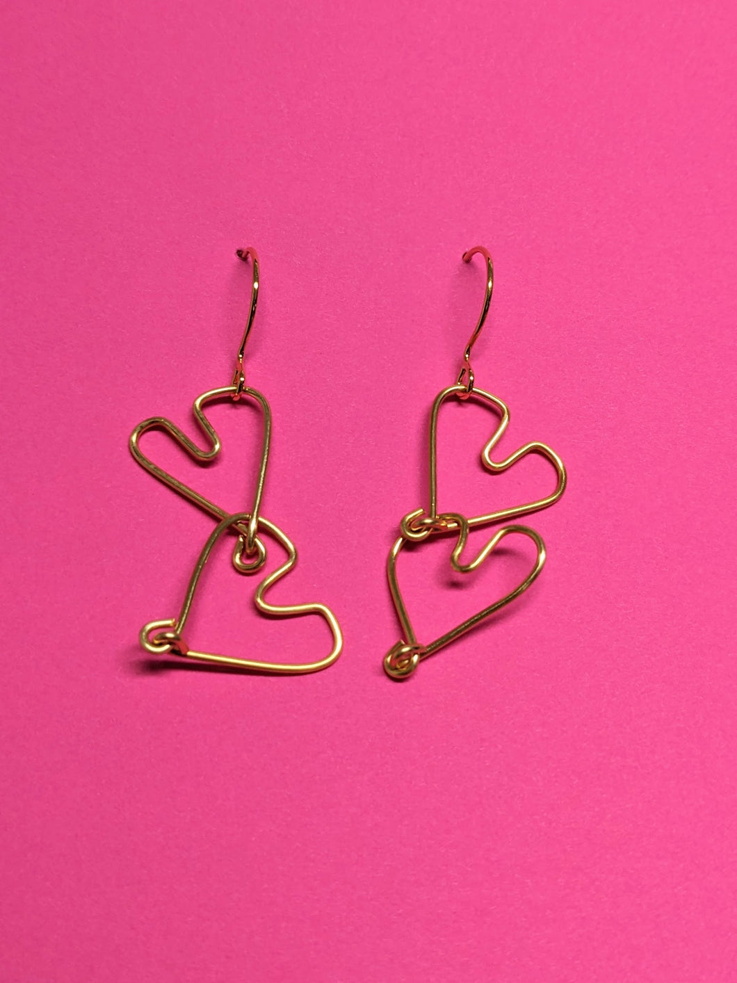 Double Heart Wire Earrings (small)
