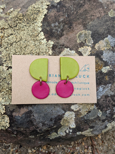 Leather Pink Dot Earrings