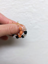 Load image into Gallery viewer, Coral, Black + Clear Hoops ~ Small Batch Earrings