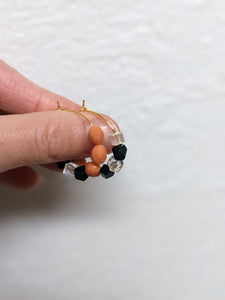Coral, Black + Clear Hoops ~ Small Batch Earrings
