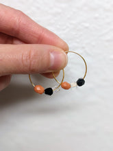 Load image into Gallery viewer, Coral, Black + Clear Hoops ~ Small Batch Earrings